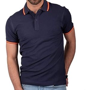Dhispania poloshirt met Spaanse vlag, kraag en mouwen, 100% katoen (VEA-maataanduidingen op de foto) - blauw - X-Large