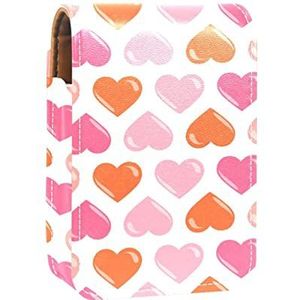 Gepersonaliseerde Lipstick Case Draagbare Make-up Tas Cosmetische Pouch Lippenstift Houder Make-up Organizer Valentijnsdag Rood Oranje Liefde Patroon, Meerkleurig, 9.5x2x7 cm/3.7x0.8x2.7 in