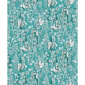 behang bloemen turquoise 53 cm x 10.05 m - van Sanders & Sanders