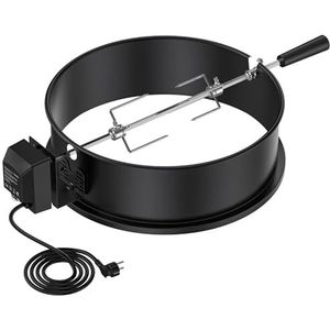 Onlyfire Rotisserie met motor voor Weber kogelgrill (47 cm) en andere modellen, rotisserie, grillspies-set voor houtskoolgrill (geëmailleerd zwart)