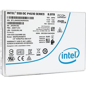 Intel Ssdpe2Kx080T801 Optane Dc P4510 Serie Intern Ssd, 8.0Tb, Pcie Nvme 3.1 X4, 3D2, Tlc, Zilver