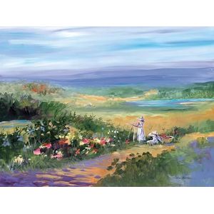 skdhlifpj Behang Landschap 3D Fleece Fotografie Behang Franse Olieverfschilderij Bloemen Zee Bergen Landschap 250 cm x 175 cm Slaapkamer Kinderen Woonkamer Post