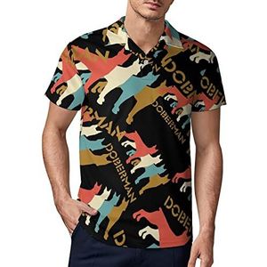 Vintage Doberman Pinscher Heren Golf Polo-Shirt Zomer Korte Mouw T-Shirt Casual Sneldrogende Tees L