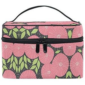 Bloemenplant rode kunst cosmetische tas organizer rits make-up tassen zakje toilettas voor meisjes vrouwen