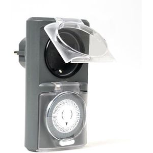 Menz Tijdschakelaar voor buiten - IP44 timer - Waterdicht stopcontact - Mechanische timer met hoog schakelvermogen - Eenvoudig te bedienen