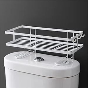 GALSOR Badkamer glazen plank toilet plank rek badkamer smeedijzeren toilet opslag smeedijzeren toiletrek (kleur: Bianco, maat: 15x34x7cm)