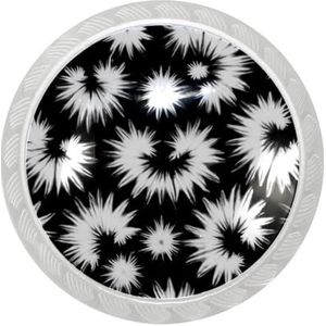 lcndlsoe Elegante ronde transparante kastknop, set van 4, voor kast woonkamer kasten, zwarte tie-dye