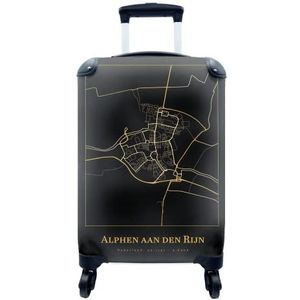 MuchoWow® Koffer - Kaart - Alphen aan den Rijn - Goud - Zwart - Past binnen 55x40x20 cm en 55x35x25 cm - Handbagage - Trolley - Fotokoffer - Cabin Size - Print