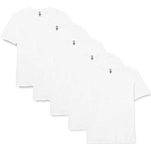 Gildan Heren 64000 T-shirt (Pack van 5), Wit, M