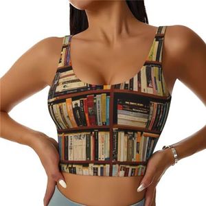 Nette Boekenplank Print Casual Wear Vrouwen Sport Vest Yoga Vest Workout Vest Voor Vrouwen Lichtgewicht Trendy, Zwart, S