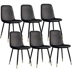 GEIRONV moderne eetkamerstoelen set van 6, for kantoor lounge café thuis kruk met stevige metalen poten pu leer woonkamer keuken stoelen Eetstoelen (Color : Black, Size : 43x55x82cm)