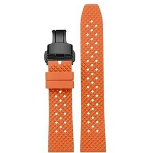 Quick Release Fluoro Rubber Horlogeband Waterdicht Heren for Seiko for Breitling for IWC Zwart Quick Release Horlogeband Stomatal Band (Color : Orange Black Folding, Size : 20mm)