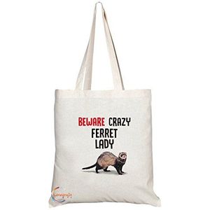 TB272 Pas op Crazy Ferret Lady Novelty cadeau gedrukt milieuvriendelijk stijlvolle lange handgemaakte Tote schouder tas