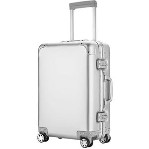 Koffer Bagage Bagage Van Aluminiumlegering Met Harde Schaal, Handbagage Met Draaiwielen, Lichtgewicht Koffers Reiskoffer (Color : Blue,Silver, Size : 20inch)