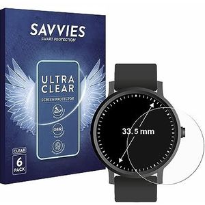 Savvies 6x Schermbeschermer voor Horloges (Rond, ø: 33.5 mm) Screen Protector Ultra Transparant