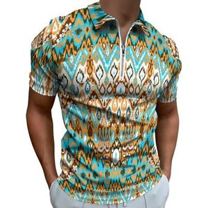 Boheemse Arabesque Half Zip-up Polo Shirts Voor Mannen Slim Fit Korte Mouw T-shirt Sneldrogende Golf Tops Tees 5XL