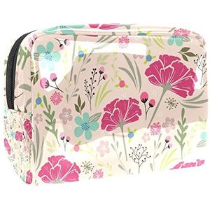 Make-uptas voor dames,waterdichte make-uptas,cosmetische reistas,Kleurrijk bloem roze patroon Afdrukken