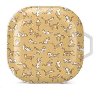 Grappige katten oordopjes hoesje compatibel met Samsung hard shell beschermhoes wit stijl