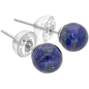 Lapis lazuli oorstekers 6 mm kogels op 925 zilver