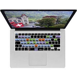 Swiss Keyboard Cover - Zwitsers toetsenbord Cover (Shortcut-afbeeldingen - ongestoorde tip-kwaliteit en -snelheid - zacht en comfortabel om te typen) voor Macbook Air 13 en Pro 2008+, zwart