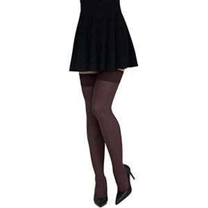 looksy Womens Hold Ups ondoorzichtige zelfdragende kousen 60 den elastische band tape plus size dij-hoog S-3XL, Melanzana, XS-S