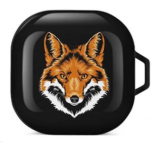 Red Fox Head Oordopjes Hoesje Compatibel met Samsung Hard Shell Beschermhoes Zwart-Stijl