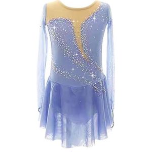 Purper,11/13,PONNYC Kunstschaats Wedstrijdjurk Voor Meisjes Schaats Kostuum Met Lange Mouwen Handgemaakt Turnpakje Voor Actieve Kleding Buiten Sport Outfit Met Glimmende Strass