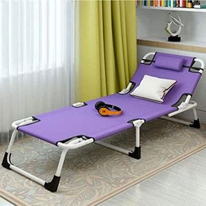 GEIRONV Verstelbare fauteuil, slaapkamer balkon kantoor fauteuil versterkte antislip basis met verwijderbare hoofdsteun fauteuil Fauteuils (Color : Purple, Size : 190 * 63 * 30cm)