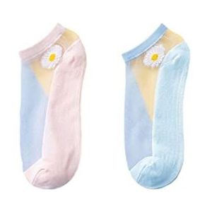 Damessokken 10 paar Amazing Crystal Daisy Sock-Holle Out Ultradunne Kant Sokken Dames Ademend Onzichtbare Liner Low Cut Sock Short Stocking Sokken voor vrouwen(D)