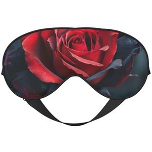 Rood en Zwart Rose Print Stijlvol Oogmasker Lichtgewicht Reizen Yoga Nap Meditatie Camping Werk Ontspanning