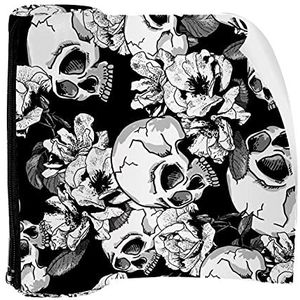 Potlood Case Pen Tas Houder met Rits Coin Organizer Tassen Make-up Cosmetische Pouch voor Vrouwen Tiener Meisjes Jongens Kinderen, Schedel Bloemen Naadloze Dag van De Doden