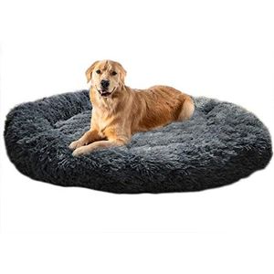 Pluche huisdier kalmerend bed,XL groot donut knuffelnest,XXL warme imitatiebont hond kat bed kussen voor middelgrote grote extra grote hond, Machine wasable-120cm