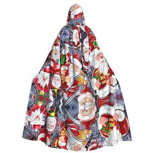 Bxzpzplj Kerstman sneeuwpop capuchon mantel voor mannen en vrouwen, volledige lengte Halloween maskerade cape kostuum, 185 cm