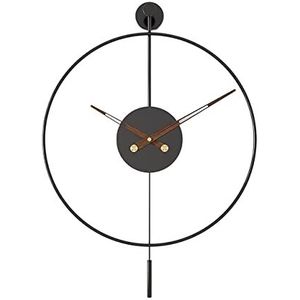 Keukenklok Woonkamer Klok， Klassieke Decoratieve Wandklok Met Slinger Moderne Ronde Minimalistische Niet-tikkende Stille Metalen Klok Kantoor Wandklok(Color:Svart,Size:50 * 70cm)