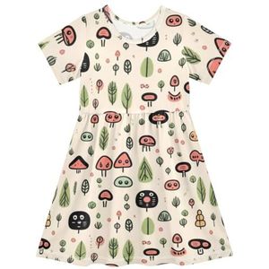 LI ZHI XIN Meisjes Jurk Kinderen Zomer Korte Mouw Ronde Hals Casual Jurken voor Leeftijd 2-8 Dier Cartoon Graffiti, Meerkleurig, 2 jaar