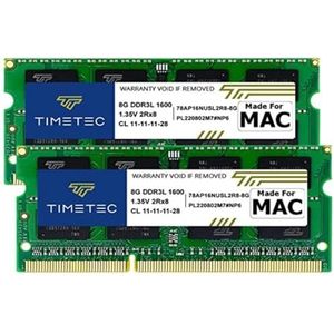 Timetec 16GB KIT(2x8GB) Compatibel voor Apple DDR3L 1600MHz voor Mac Book Pro(begin/eind 2011, medio 2012),iMac (medio 2011, eind 2012, begin/eind 2013, eind 2014, medio 2015), Mac Mini (2011,2012)