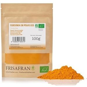 FRISAFRAN | Kurkuma Poeder Biologisch | 100g | Biologische Kurkuma Poeder | kurkumawortel | Kurkuma gemalen | veganistisch | Kurkuma Bio | Kurkuma natuurlijk | Kurkuma Poeder | zonder toevoegingen