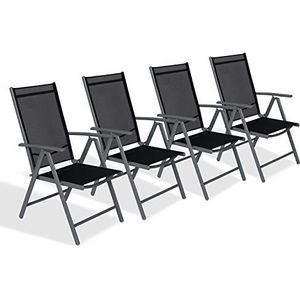 CCLIFE Aluminium Klapstoel Set van 2 Set van 4 Tuinstoel Balkonstoel Verstelbaar Opvouwbaar Draagvermogen 120 kg Aluminium outdoor Color:Dark Gray, Size:4er-Set