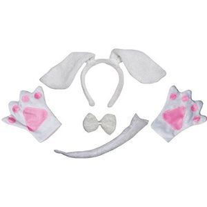 Kleine honden hoofdband met strik handschoenen voor volwassenen, 4 stuks Eén maat Chien blanc
