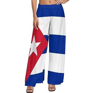 Vlag van Cuba casual loungebroek met wijde pijpen voor dames, comfortabele losse joggingbroek, joggingbroek