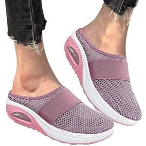 Povanjer Orthopedische sneakers voor dames, luchtkussen, instappers voor dames, instappers voor dames, ademend, met ondersteuning, Roze, 39 EU