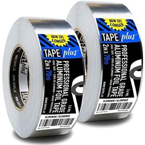 TapePlus 2 stuks professionele aluminiumfolie tape - 2 inch bij 210 voet (70 yards) - isolatietape voor HVAC, afdichting, patchen van warme en koude luchtkanalen, metaalreparatie en nog veel meer