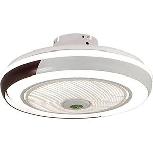 Led-plafondlamp, plafondventilator met afstandsbediening, stille ventilator, dimbaar, instelbare windsnelheid, plafondlamp voor slaapkamer, kinderkamer, woonkamer, eetkamer, bruin