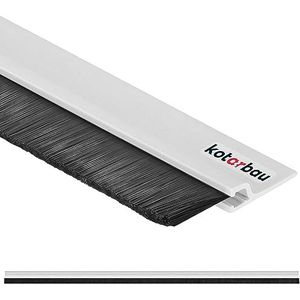 Kotarbau® Tochtstrip met borstel, 100 cm lang, zelfklevende tochtstopper, stripborstel, deurborstel, deurafdichting, wit