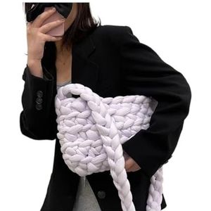 HKYBCF Pluche tas canvas shopper tas voor vrouwen wol geweven schoudertas voor vrouwen boodschappentas, Wit, 24. 19.8cm