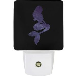 Galaxy Mermaid Warm Wit Nachtlampje Plug In Muur Schemering naar Dawn Sensor Lichten Binnenshuis Trappen Hal