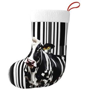 Aubnva Zwart Wit Melk Koe Print Kerst Kous 17.7 inch Feestelijke Decor Voor Xmas Familie Bijeenkomsten Party Gunsten