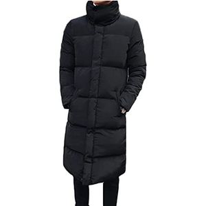 Mens Stand kraag lange donsjas plus grootte winter warm gewatteerde puffer jas parka - zwart - M