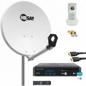 HDSAT Satellietschotel staal 60 cm + single LNB + Fransat receiver + HDMI-kabel