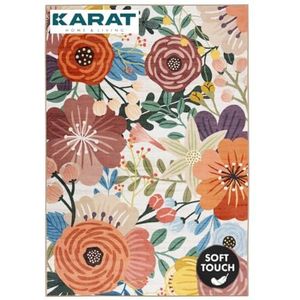 KARAT Laagpolig tapijt, 160 x 230 cm, wasbaar antislip tapijt, voor woonkamer, kinderkamer en hal, fleur